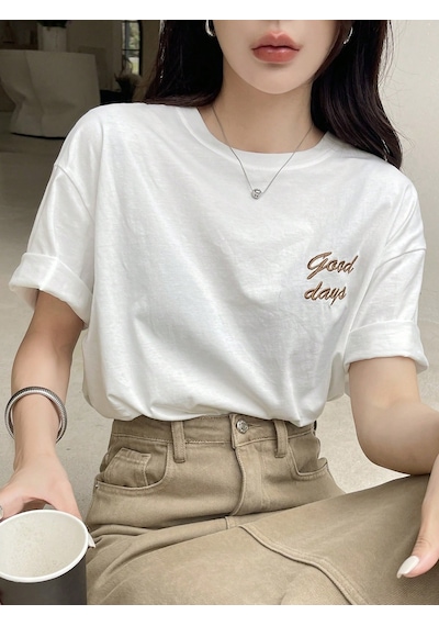 Unisex Good Days Baskılı Tasarım Tshirt Beyaz