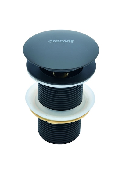 Creavit Loop Siyah Mat Çanak Lavabo Armatür Ve Sifon Başlığı Set Mat Siyah