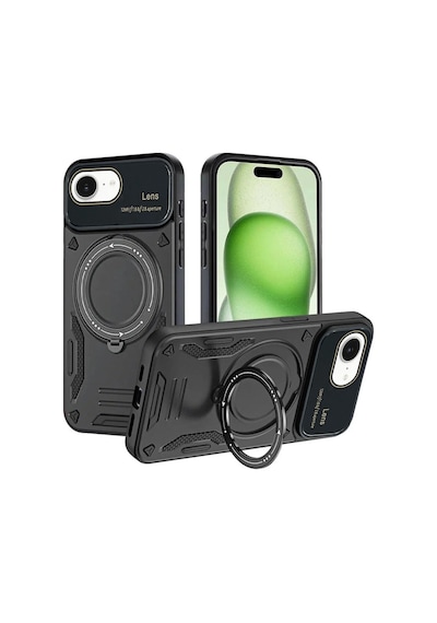 Apple  Uyumlu  iPhone 16e Kılıf Joy Lens Standlı Kapak Siyah