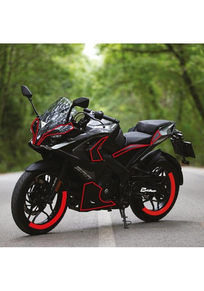 Bajaj Rs200 Stroke Tek Renk Kırmızı Motosiklet Sticker Etiket Tak