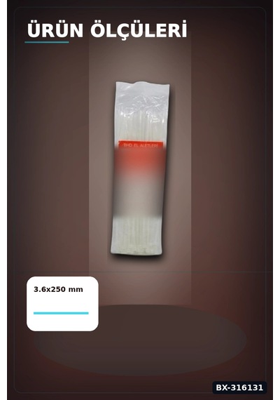 Kablo Bağı Plastik Cırt Kelepçe Beyaz 3.6x250 Mm Düzenleyici Paket 100 Adet Bx-316131