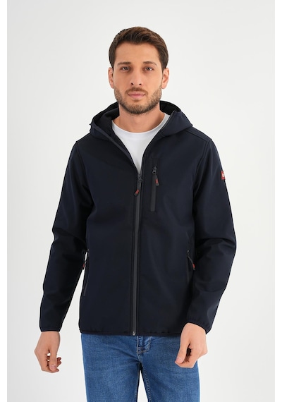 Alexander Gardi Alexandergardı Fermuarlı İçi Polarlı Su İtici Softshell Kumaş Kapüşonlu Mont E24-mnt-01 Lacivert