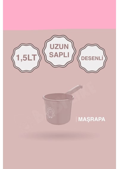 Çocuklar İçin 2'li Banyo Seti Kulplu Kova & Oluklu Maşrapa Set Pembe