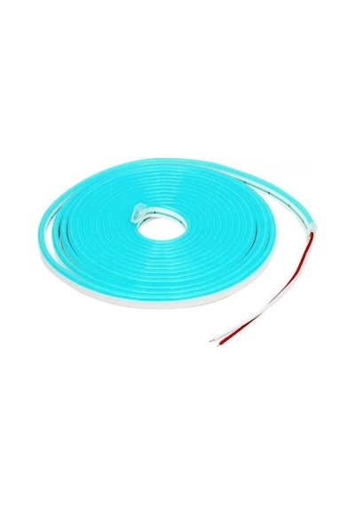 5 Metre Esnek Neon Led Şerit 12 Volt 6x12mm Buz Mavi