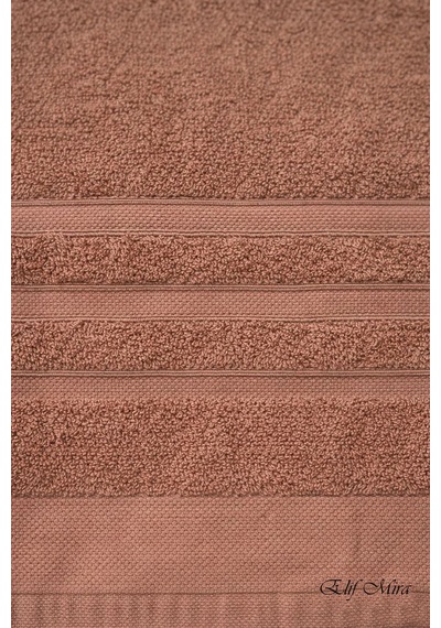 2 Parça Banyo Havlusu Seti Pamuklu Sude 70x140 + 50x85 Cm Kiremit