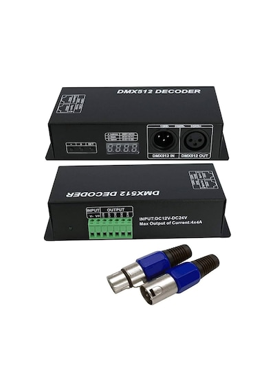 Dmx-512 Dekoder Dijital Ekran Dimmer Sürücü Rgbw 4 Kanal Led Kontrol Cihazı Şerit Band Dc12v-24v 348w