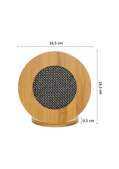 Yuvarlak Bambu Nihale Metal Fileli, Isıya Dayanıklı Tencere Ve Çaydanlık Altlığı 16,5 X 16,5 Cm Diğer