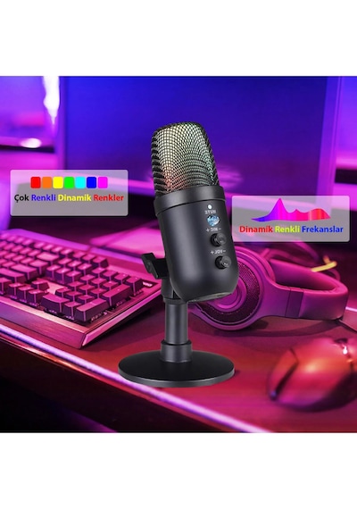 Profesyonel Kardioid Rgb Oyuncu Stüdyo Kayıt Kablolu Podcast Mikr
