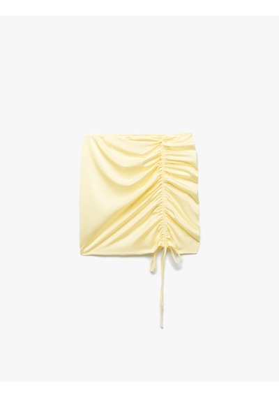 Koton Drape Detaylı Büzgülü Mini Pareo Etek Sarı 5sak70007mk Sarı