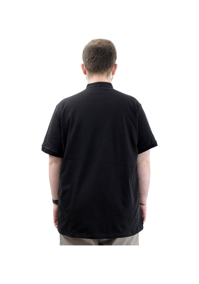 Mode Xl Büyük Beden Erkek Tişört Düğmeli Hakim Yaka T-shirt U24339 Siyah Siyah