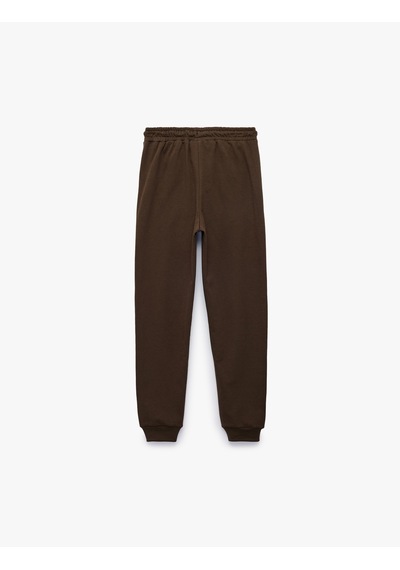 Koton Pamuklu Beli Lastikli Şardonlu Jogger Basic Eşofman Altı Kahverengi 7wkb40010tk Kahve