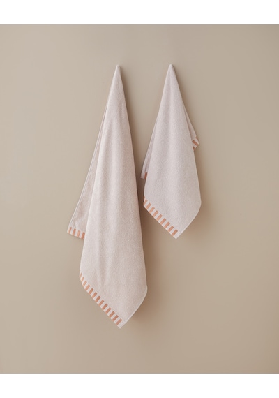 English Home Stripe Edge Pamuk Banyo Havlusu 70x140 Cm Pudra Pudra