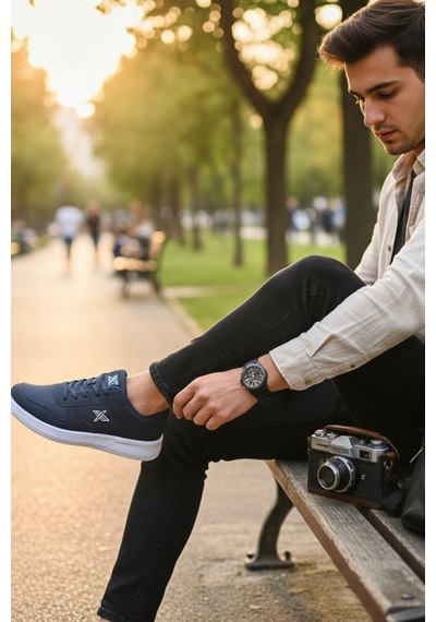 Enoch Erkek X Amblem Detaylı Yüksek Beyaz Tabanlı Günlük Spor Ayakkabı Sneaker Beyaz