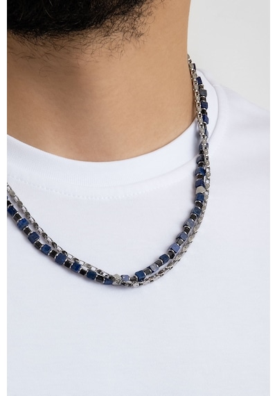 So Chic Lapis Taşlı 55 Cm Çelik Çoklu Erkek Kolye Lacivert
