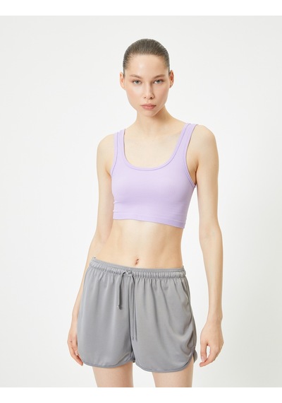 Koton Spor Yarım Atlet Dikişsiz Fitilli Slim Fit Kapsız Lila 4sak30202nk Lila