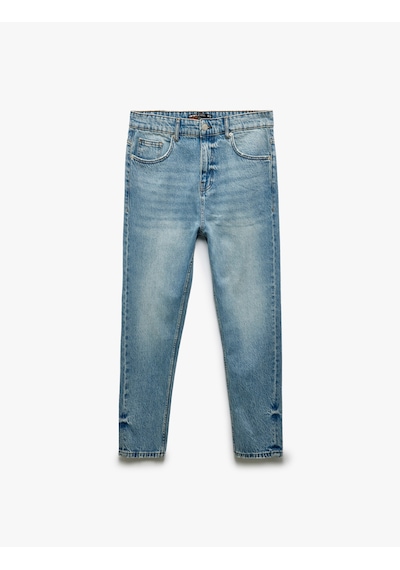 Koton Pamuklu Normal Bel Cepli Loose Fit Jean Pantolon - Steve Jean Açık İndigo 5sam40020nd Açık İndigo