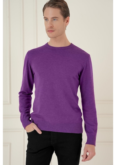Efor Tr 875 Slim Fit Mor Klasik Triko Mor
