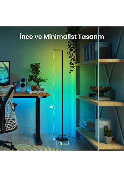 Nanoleaf Akıllı Rgbw Dikey Aydınlatma Yer Lambası Matter, App Kontrollü, Google Home, Alexa, Apple H RGB