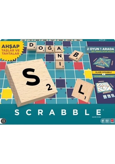 Mattel Games Scrabble Orijinal Ahşap İkisi Bir Arada Türkçe Jlj64