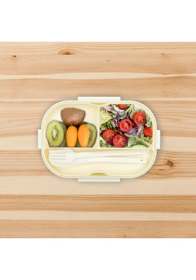 1200 Ml 2 Katlı 6 Bölmeli Bpa'sız Pp Plastik Sefer Tası Ve Beslenme Çantası - Hava Kilitli Bento Lunch Box, Çatal Ve Kaşık Dahil Beyaz