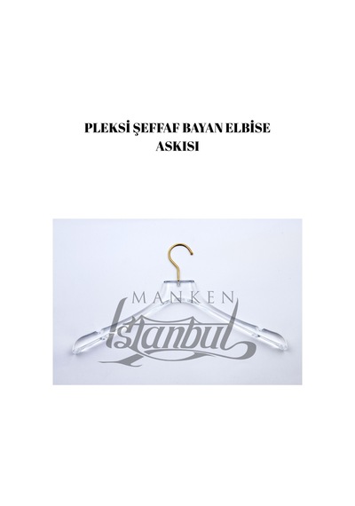 Elbise Askısı 40 Cm Pleksi Şeffaf Gold Kancalı Ceket Palto Askısı Business Class 3 Adet Diğer