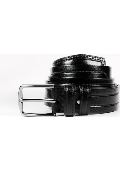 Mergenshoes Siyah Hakiki Deri Erkek Kumaş Pantolon Kemeri K08 001