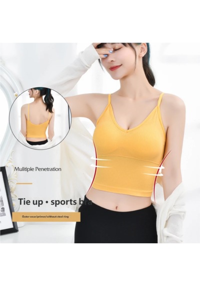 Ece's Design İnce Askılı Crop Atlet Soft Dokulu Rahat Bralet Üst W1011 Sarı