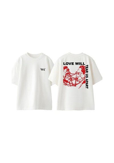 Thewert Lil Peep Love Will Tasarım Sırt Baskılı Pamuk Beyaz Oversize T-shirt
