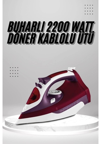 Seramik Tabanlı Kırmızı 2200 Watt Şok Buharlı Ütü