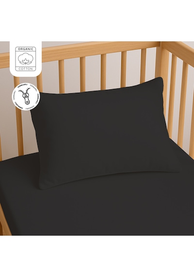 %100 Pamuk Fermuarlı Bebek Yastık Kılıfı 35x45 Cm 2 Adet Doğal & Yumuşak Koyu Antrasit