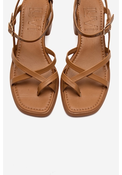 Luvishoes Lavısh Taba Hakiki Deri Kadın Kalın Topuklu Sandalet