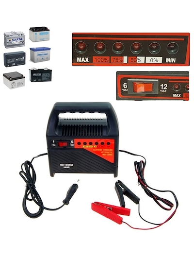 Araç Motosiklet Uyumlu Akü Şarj Cihazı Dc 6v 12 Volt 6 Amper Hb-1 Araç Motosiklet Uyumlu Akü Şarj Cihazı Dc 6v 12 Volt 6 Amper Hb-1