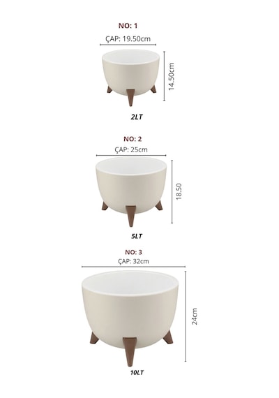 Nandy Home Ufo Model 3'lü Saksı Seti Siyah