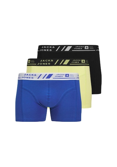 Jack & Jones Jacangus Erkek 3 Lü Set Sarı Mavi Siyah Boxer 12277576 Çok Renkli