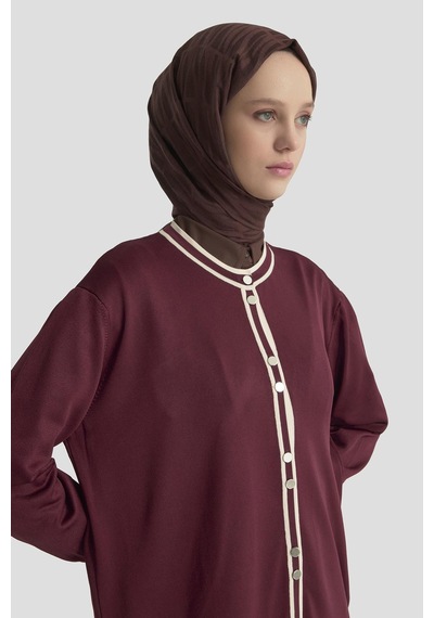 Armine Trend Biye Detaylı Triko Hırka Bordo 25kt501