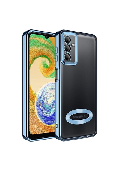 Samsung Uyumlu Galaxy A14 Kılıf Kamera Korumalı Logo Gösteren Zore Omega Kapak Sierra Mavi