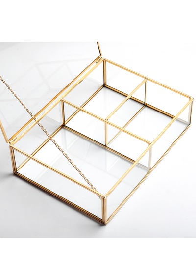 3 Bölmeli Cam Organizer Pirinç & Gold