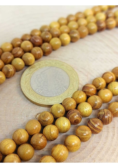 Bileklik Boy Ud Ağacı Ahşap Yarım Dizi 6mm 45288 18cm Uzunluğundadır Çok Renkli