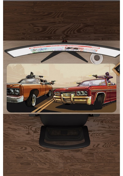 Gta San Andreas Kaymaz Dikişli Kauçuk Oyuncu Mousepad V1 - 90x40 Xxl Gaming Mouse Pad Fare Altlığı