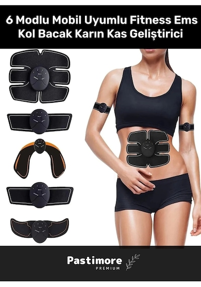 Premium 6 Modlu Mobil Uyumlu Fitness Ems Kol Bacak Karın Kas Geliştirici Spor Aleti