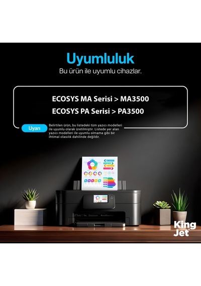 Kingjet Kyocera Tk-5370 Uyumlu Standart Kapasiteli Sarı Yellow Uyumlu, Toner Çipli