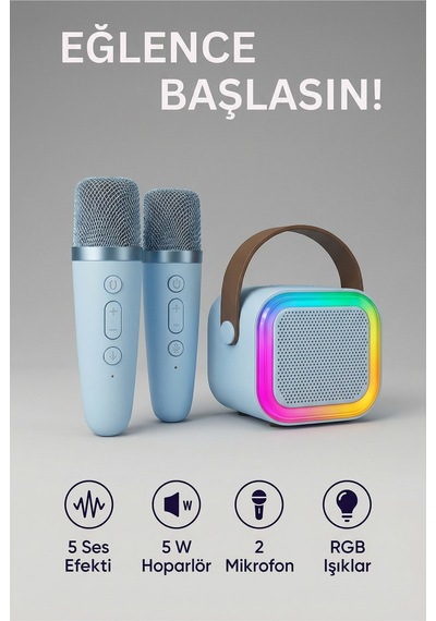 Bluetooth Karaoke Mikrofon Ve Taşınabilir Hoparlör Çok İşlevli Müzik Çalar, Çocuk Ve Yetişkin İçin