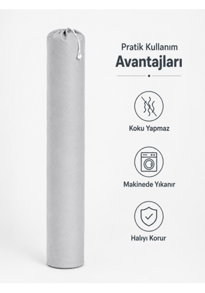 Beylini 40x225 Halı Hurcu 6m2 Lastikli Nefes Alabilir Kokmaz Tela Lastikli Halı Kılıfı Poşeti Ambalajı Taşınma Yastık Saklama Torbası Gri 2 Adet
