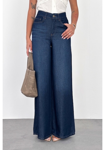 HLT Jeans Koyu Mavi Kadın Extra Wide Leg Jean %100 Tencel Dökümlü Yüksek Bel Palazzo Kot Pantolon Angel-2054 HLT Jeans Koyu Mavi Kadın Extra Wide Leg Jean %100 Tencel Dökümlü Yüksek Bel Palazzo Kot Pantolon Angel-2054