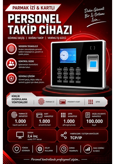 Linadex Lx-444v Kartlı Parmak İzi Personel Giriş Çıkış Ve Programı 20 Kart Hediye