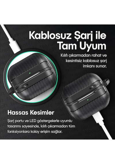 Samsung Galaxy Buds 3 Pro, Buds 3 Ve Buds 3 Fe İle Uyumlu Mat Karbon Fiber Dokulu Darbelere Dayanıklı Premium Silikon Kılıf Galaxy Buds 3 Pro/3/3 Fe