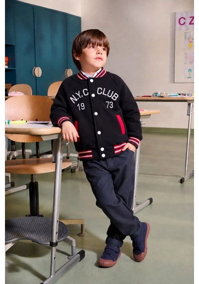 Minigimin Cicileri N.y.c Club Kolej Yaka Unisex Çocuk Çıtçıtlı Ceket - Siyah