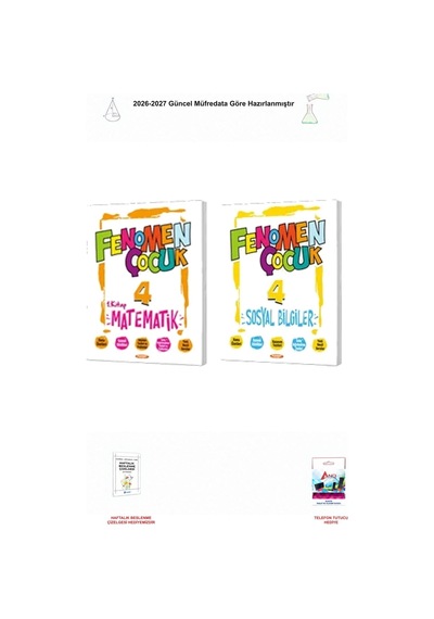 2026-2027 Fenomen Çocuk 4. Sınıf 2 Kitap Seti - Matematik 1. Kitap, Sosyal Bilgiler