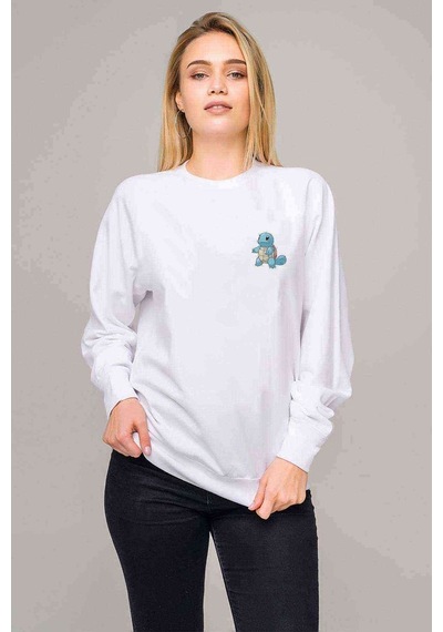 Pokemon Avengermon Jimese Jimss Baskılı Beyaz Kadın Sweatshirt