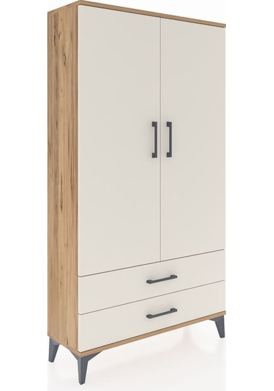 Arges Dolap 2 Raflı 2 Çekmeceli Tek Askılı 88x30x163 Çam-aytaşı Çam